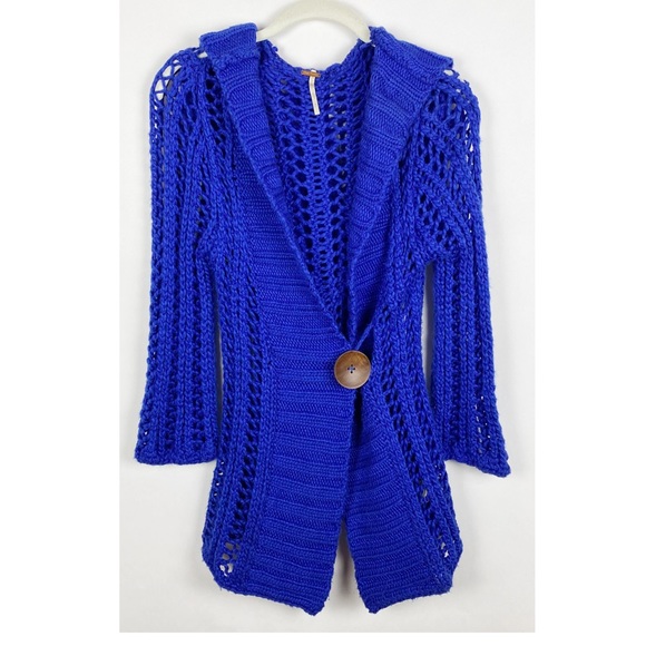 Free People Sweaters - Free People Open Knit Hooded Cardigan Sweater